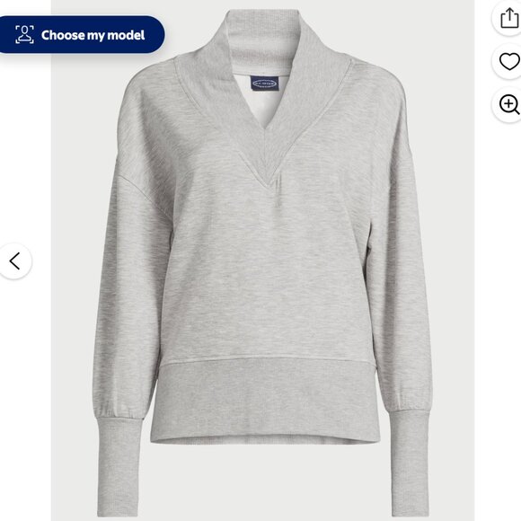 Scoop Women's Ultimate Scubaknit V Neck Sweatshirt in Heather Grey L - Picture 10 of 10